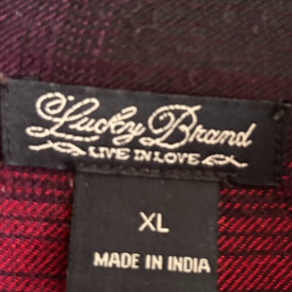 Lucky Brand Red & Black Plaid Tunic Top  XL -Convenient Slit Pockets- - Picture 3 of 15